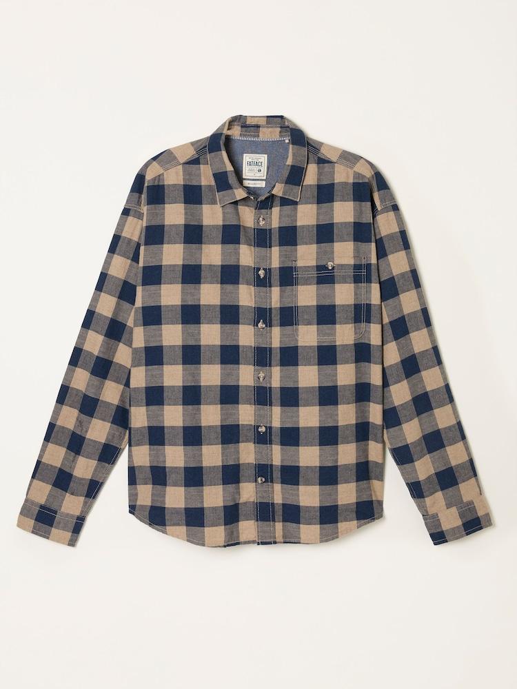 fat face Navy Long Sleeve Relaxed Buffalo Check Shirt