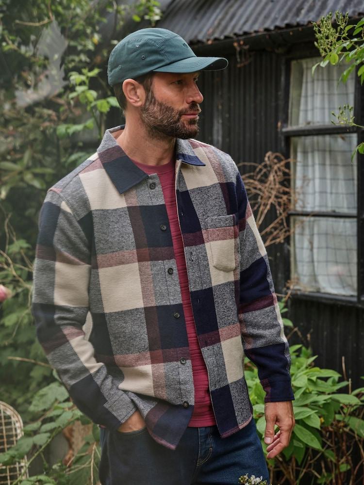 Fat Face Navy Long Sleeve Relaxed Fit Send Check Shirt