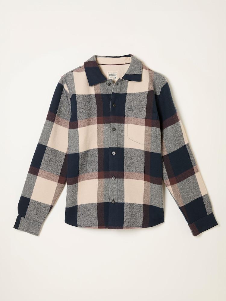 fat face navy Long Sleeve Relaxed Fit Send Check Shirt