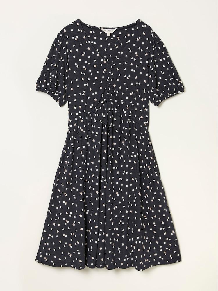 fat face Nell Black Polka Dot Regular Jersey Mini Dress