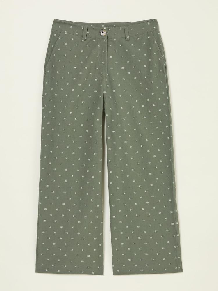 fat face Nina Light Green Embroidered Cropped Trousers