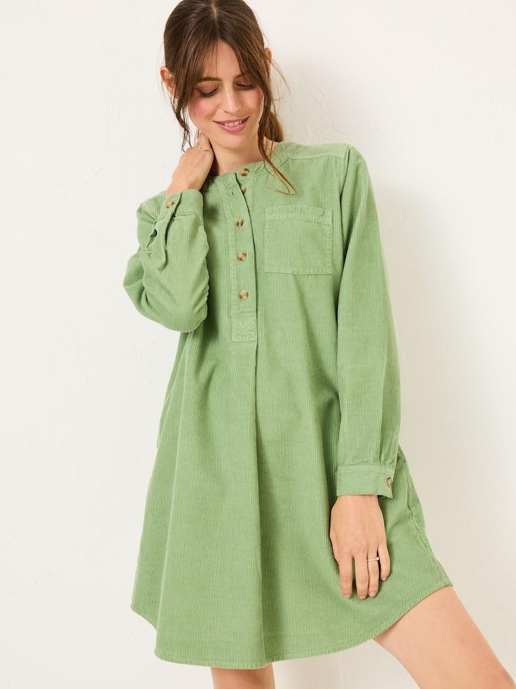 Fat Face Olive Green Aida 100% Cotton Cord Tunic Dress