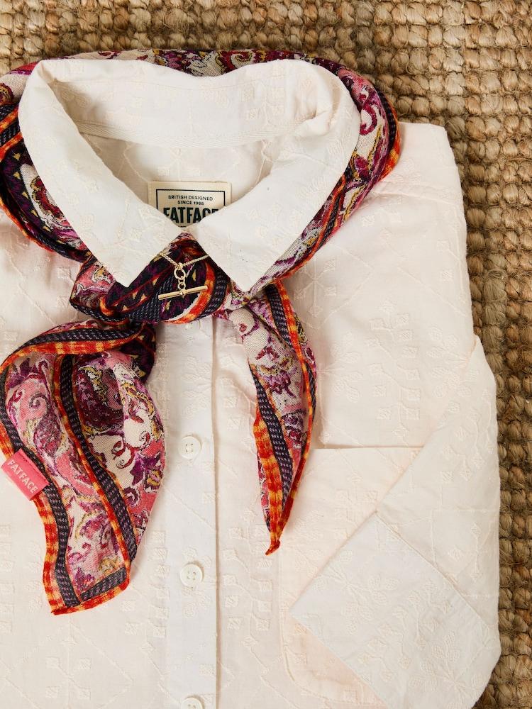 Fat Face Olivia Ivory Embroidered 100% Cotton Long Sleeve Shirt