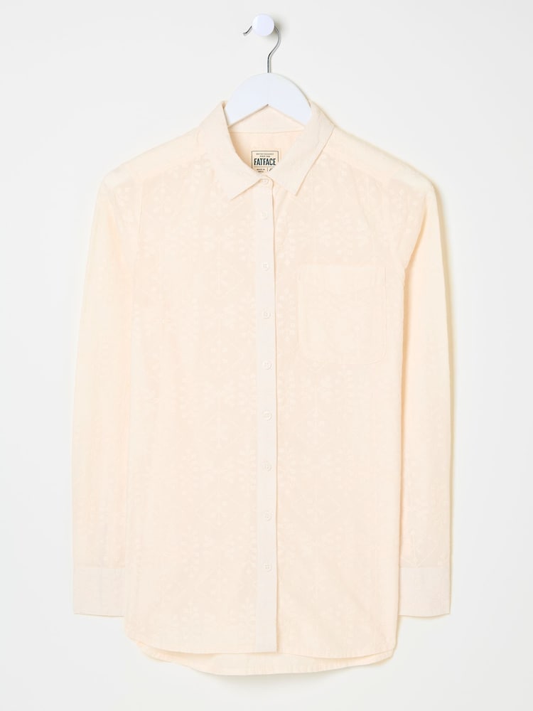 fat face Olivia Ivory Embroidered 100% Cotton Long Sleeve Shirt