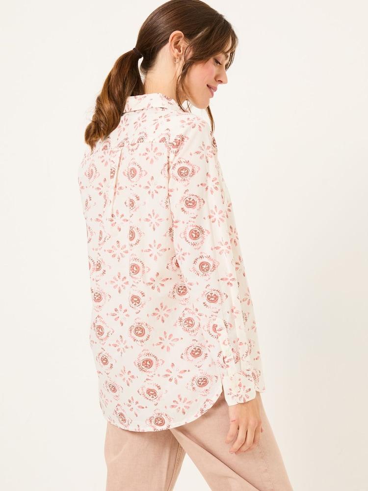 Fat Face Olivia Multi Tile Patch Geo 100% Cotton Long Sleeve Shirt