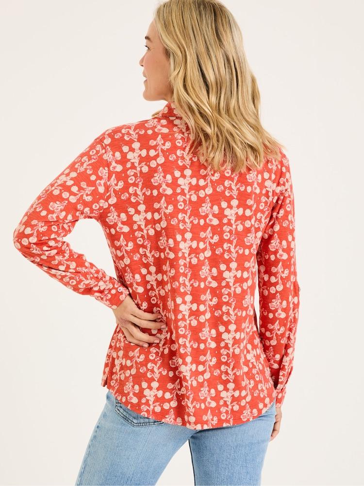 Fat Face Paige Burnt Orange Painted Bloom Jersey Shirt