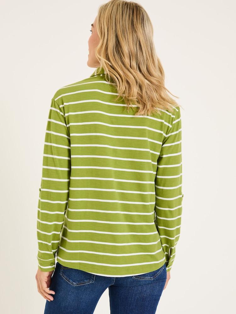 Fat Face Paige Green 100% Cotton Stripe Jersey Shirt