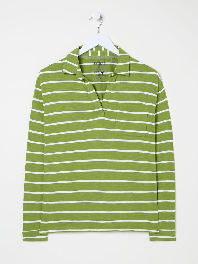 fat face Paige Green 100% Cotton Stripe Jersey Shirt