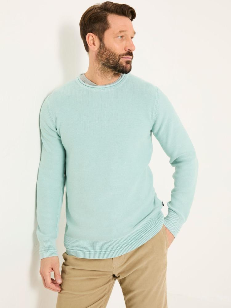 Fat Face Pale Blue Berwick Laundered Crew Neck Jumper