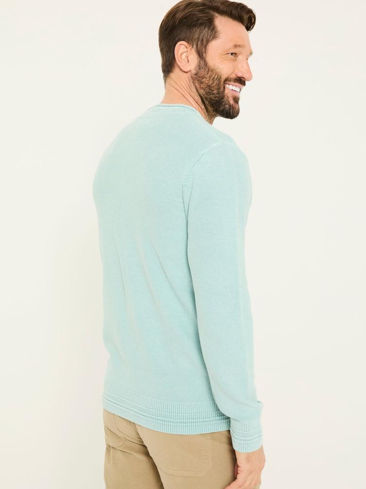 Fat Face Pale Blue Berwick Laundered Crew Neck Jumper