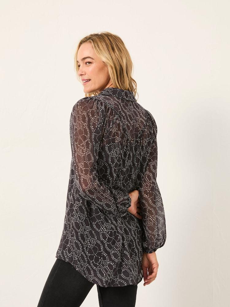 Fat Face Pamala Graphite Grey Texture Floral Blouse