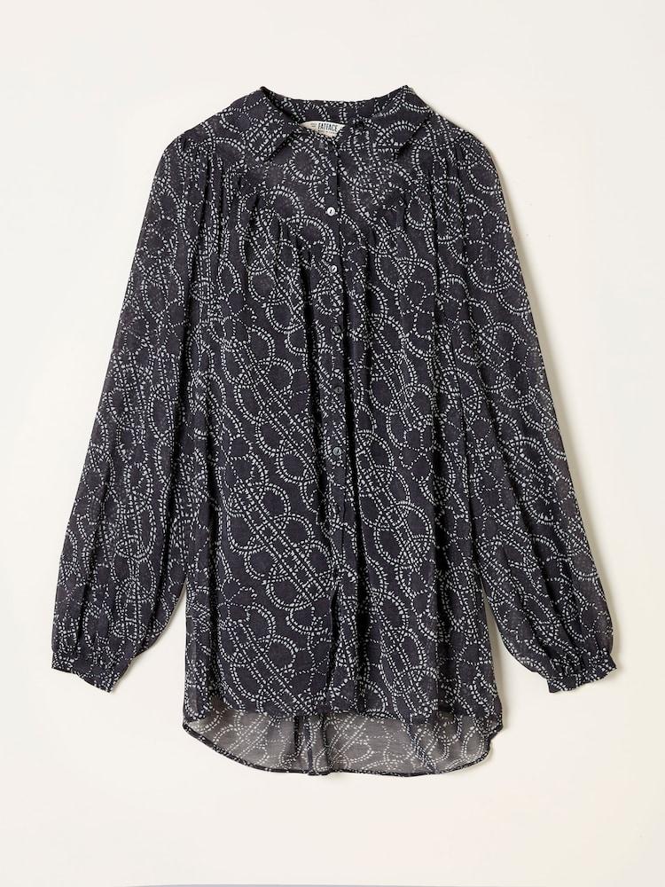 fat face Pamala Graphite Grey Texture Floral Blouse