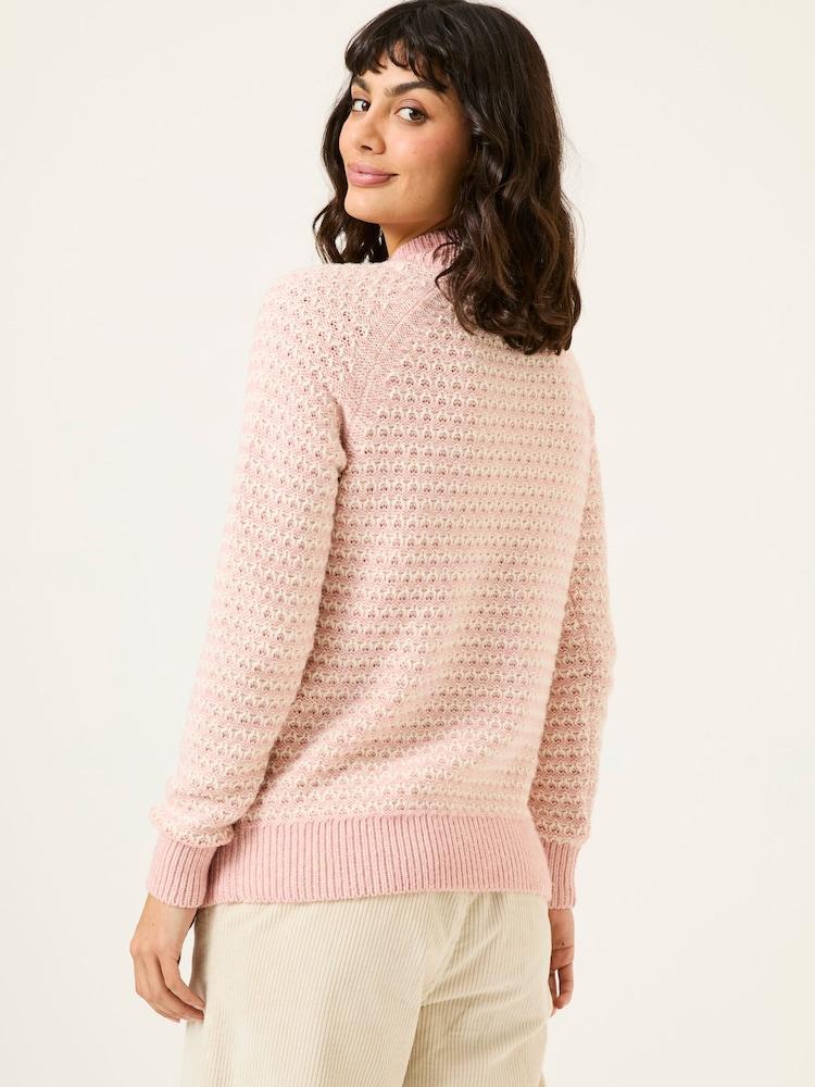 Fat Face Pink Candy Stripe Knitted Crew Neck Jumper