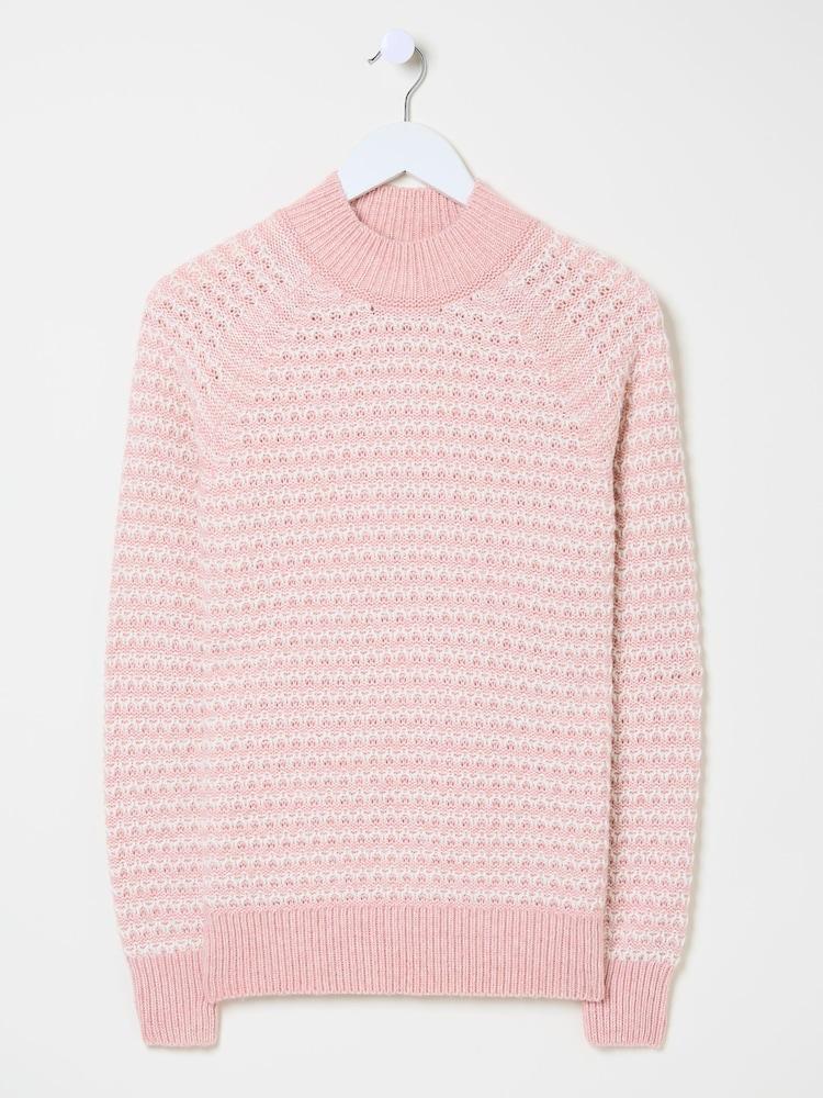 fat face Pink Candy Stripe Knitted Crew Neck Jumper