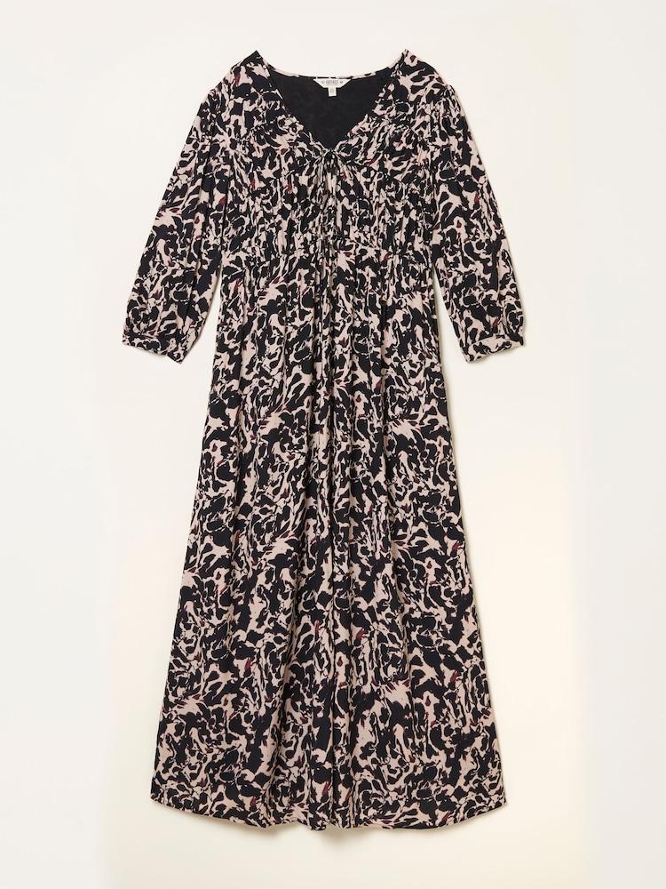 fat face Pippin Black Animal Swirl Regular Midi Dress