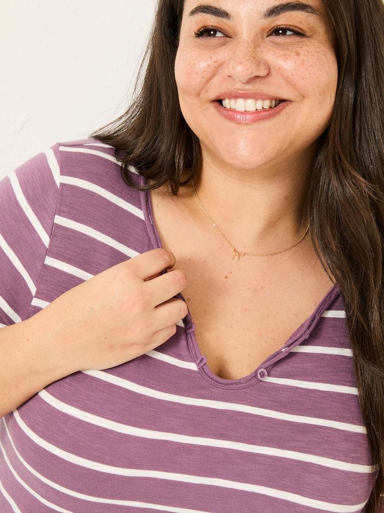 fat face Porter Dusky Purple Stripe 100% Cotton T-Shirt