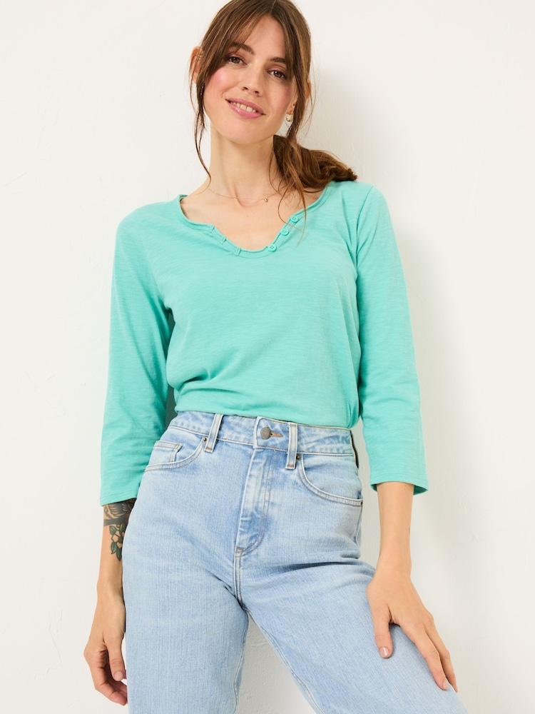 Fat Face Porter Light Teal Green 100% Cotton T-Shirt