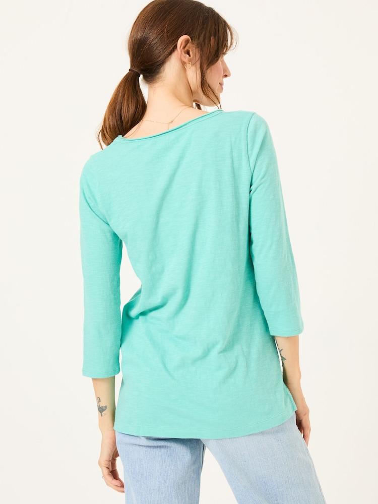 Fat Face Porter Light Teal Green 100% Cotton T-Shirt