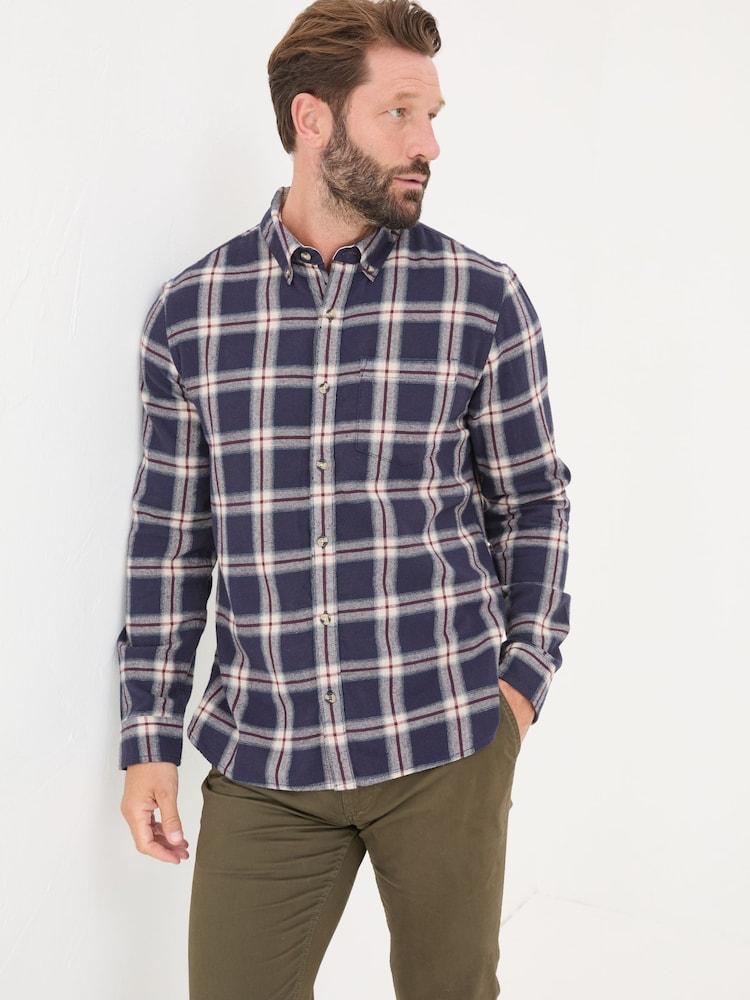 Fat Face Purple Long Sleeve Ombre Check 100% Cotton Shirt