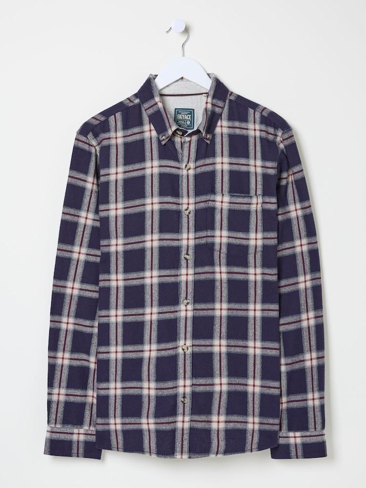 fat face Purple Long Sleeve Ombre Check 100% Cotton Shirt
