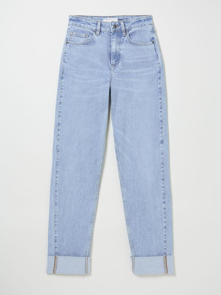 fat face Raya Light Blue Denim Wide Leg Turn Up Jeans