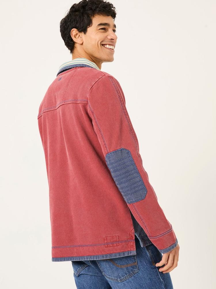 Fat Face Red 100% Cotton Airlie Panel Quarter Zip Sweat Top