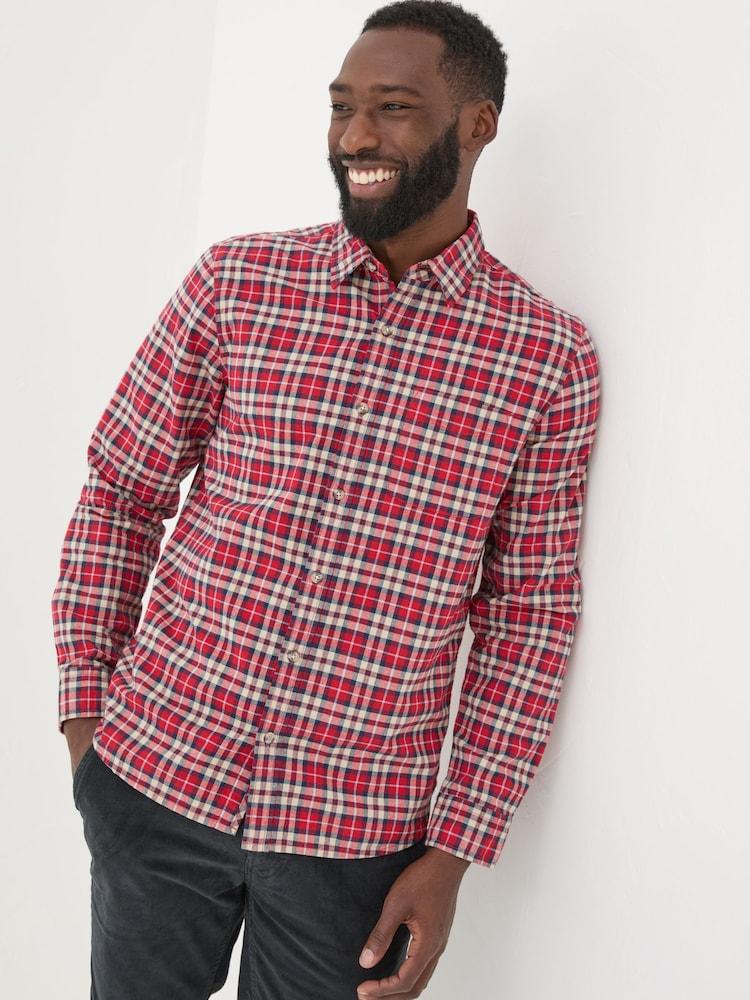 Fat Face Red Long Sleeve Otley Check 100% Cotton Shirt