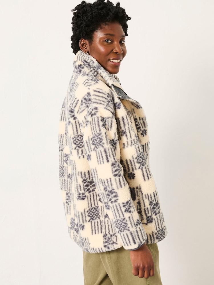 Fat Face Rosie Ivory Papercut Floral Zip Through Fleece