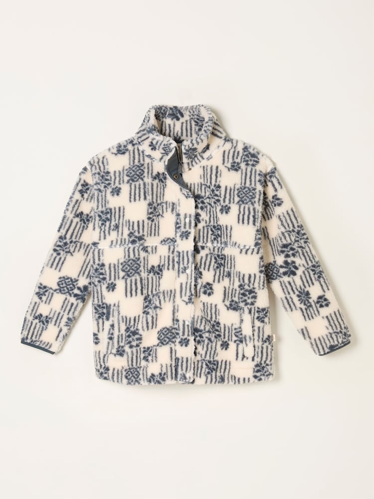 fat face Rosie Ivory Papercut Floral Zip Through Fleece