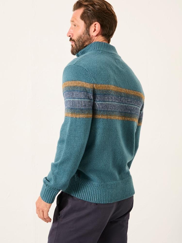 Fat Face Runswick Teal Blue Half Neck Knitted Jumper