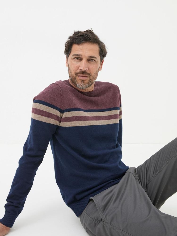 Fat Face Rye Burgundy Red Cotton Cashmere Crew Neck Jumper