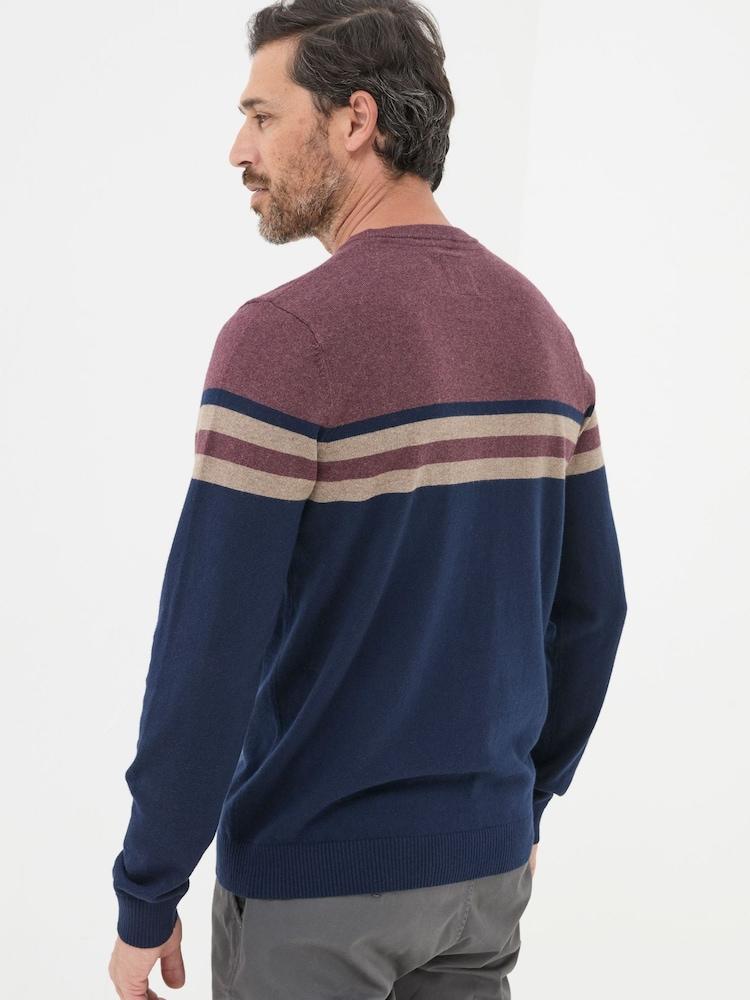 Fat Face Rye Burgundy Red Cotton Cashmere Crew Neck Jumper