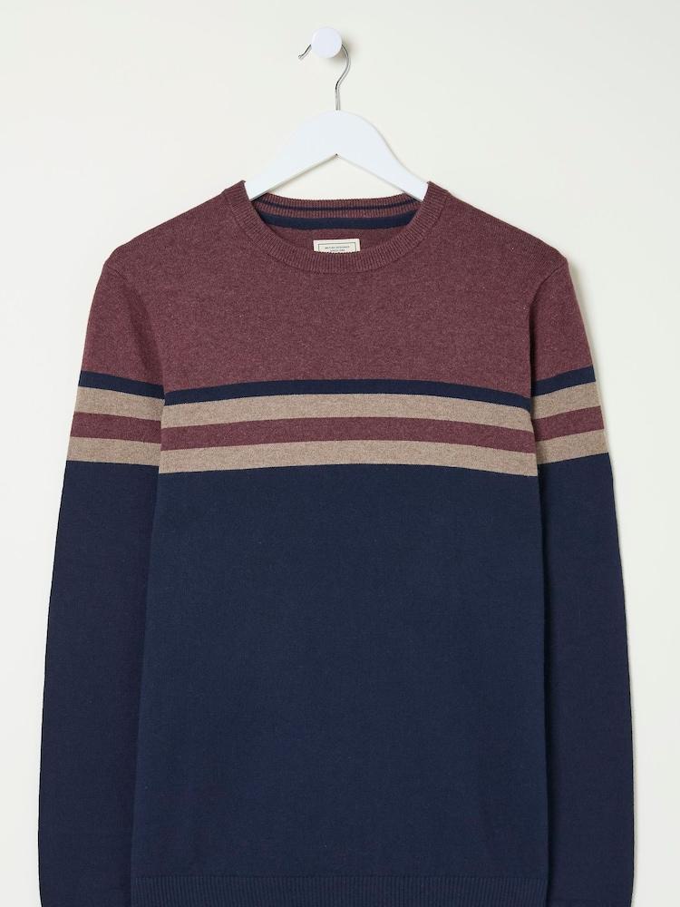 fat face Rye Burgundy Red Cotton Cashmere Crew Neck Jumper