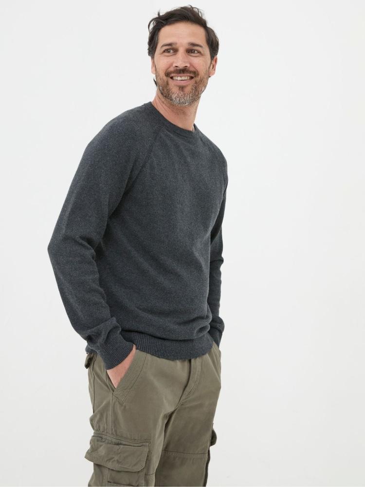 Fat Face Rye Charcoal Grey Cotton Cashmere Crew Neck Jumper