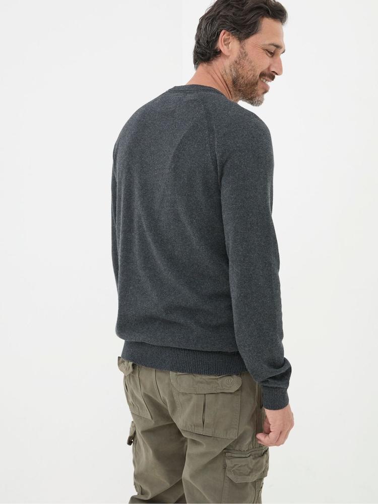Fat Face Rye Charcoal Grey Cotton Cashmere Crew Neck Jumper