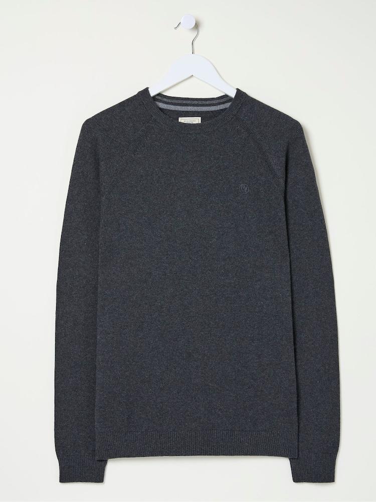 fat face Rye Charcoal Grey Cotton Cashmere Crew Neck Jumper