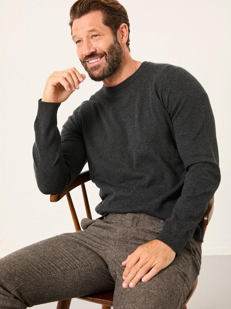 Fat Face Rye Charcoal Grey Crew Neck Knitted Jumper