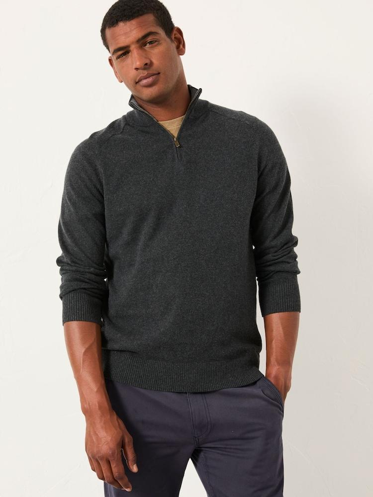 Fat Face Rye Charcoal Grey Half Neck Knitted Jumper