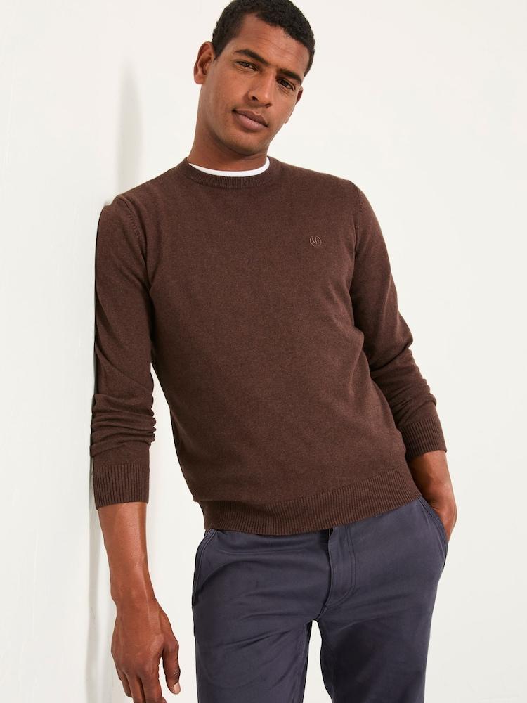 Fat Face Rye Chocolate Brown Crew Neck Knitted Jumper