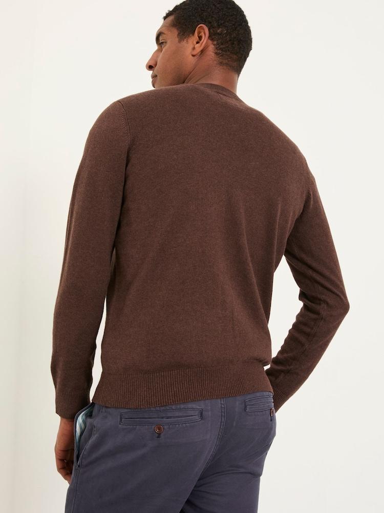 Fat Face Rye Chocolate Brown Crew Neck Knitted Jumper