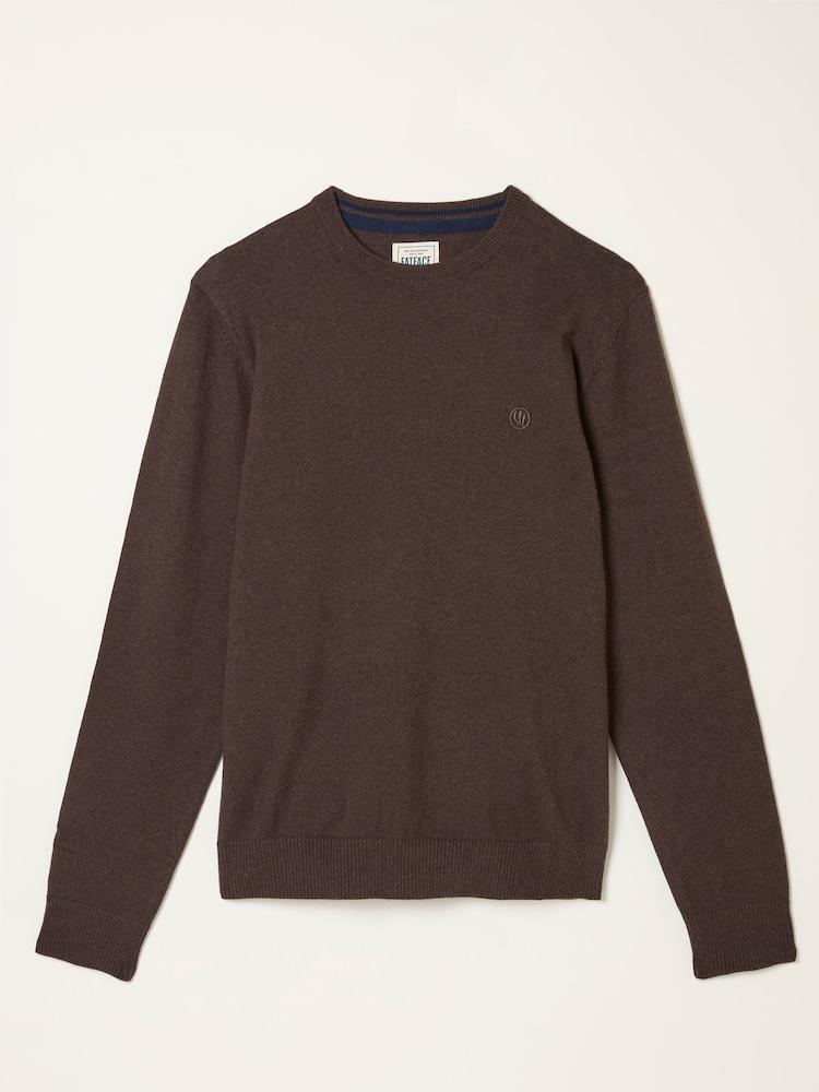 fat face Rye Chocolate Brown Crew Neck Knitted Jumper