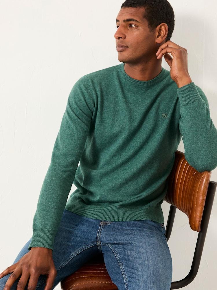 Fat Face Rye Emerald Green Crew Neck Knitted Jumper