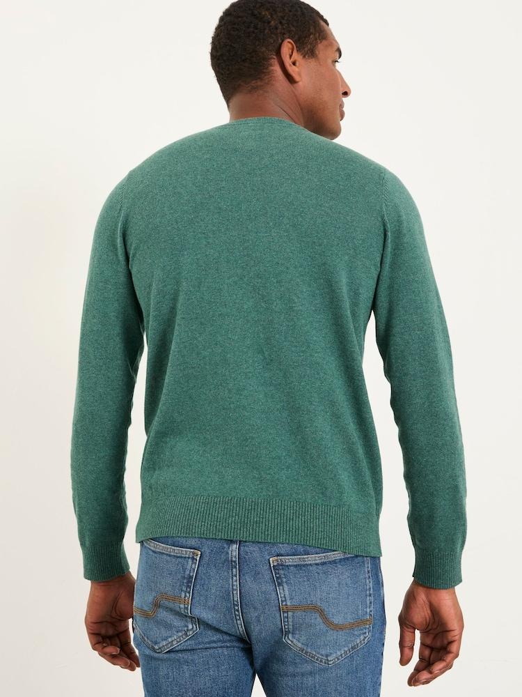 Fat Face Rye Emerald Green Crew Neck Knitted Jumper