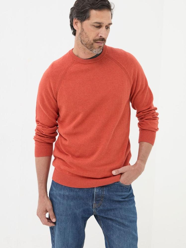 Fat Face Rye Orange Cotton Cashmere Crew Neck Jumper