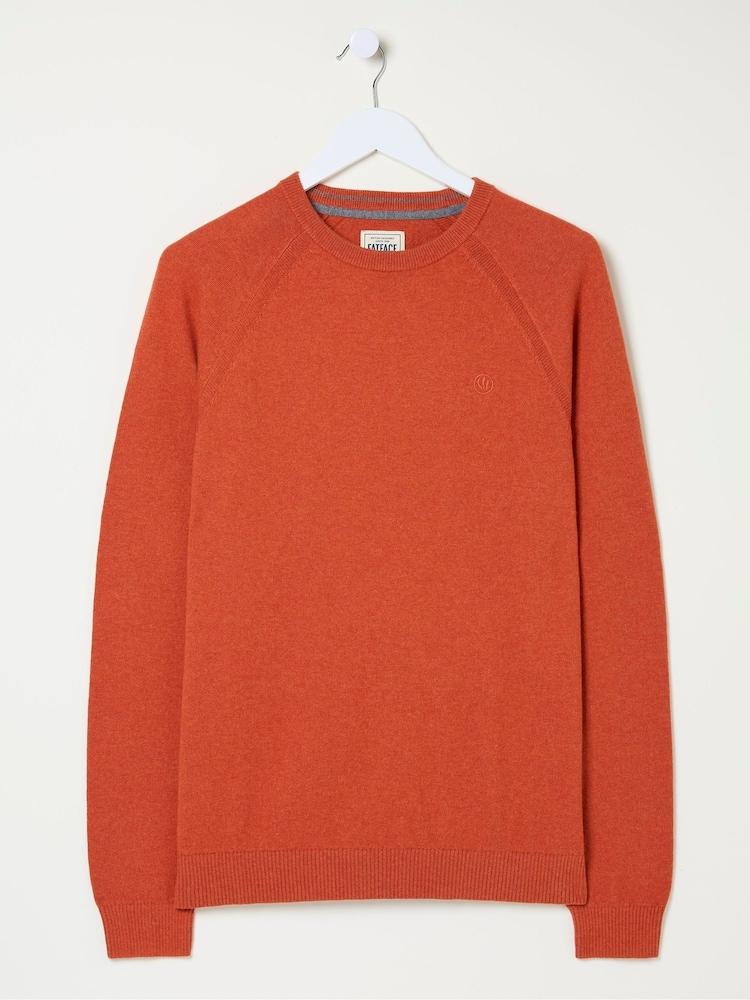 fat face Rye Orange Cotton Cashmere Crew Neck Jumper