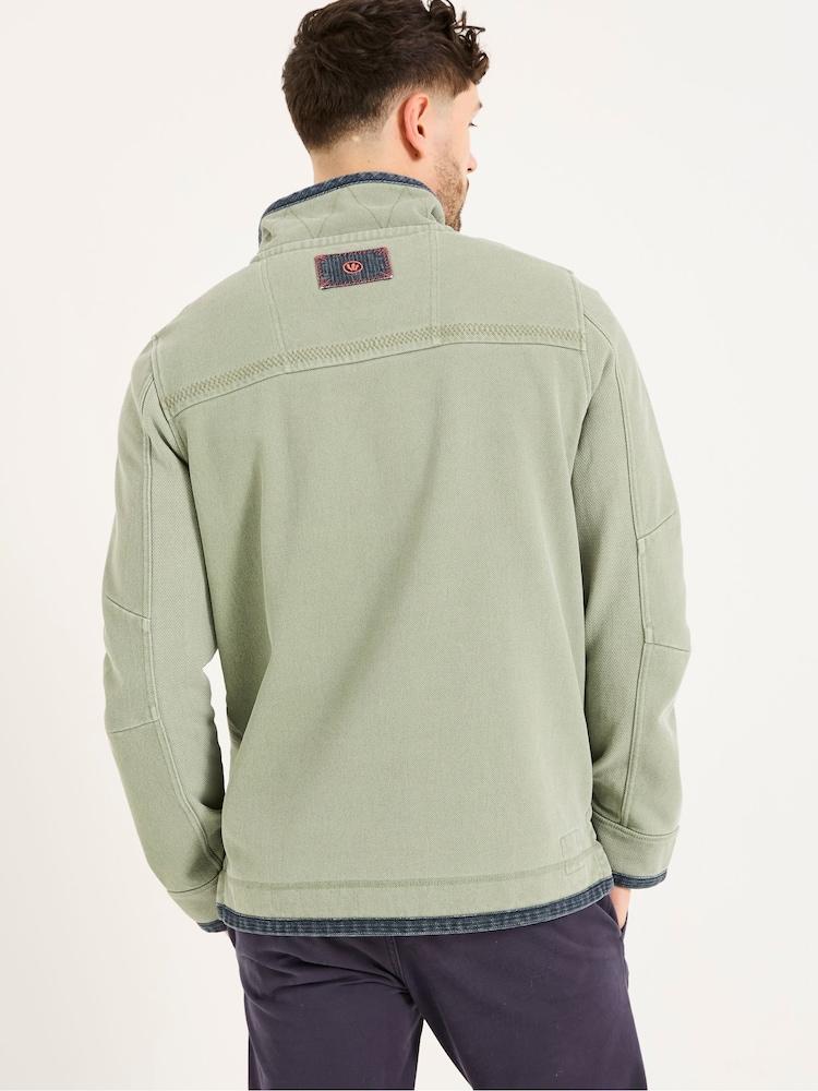 Fat Face Sage Green 100% Cotton Airlie Panel Quarter Zip Sweat Top