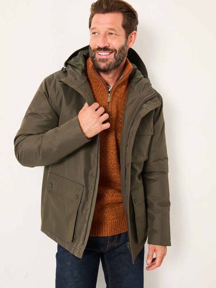 Fat Face Saltby Khaki Green Waterproof Hooded Parka