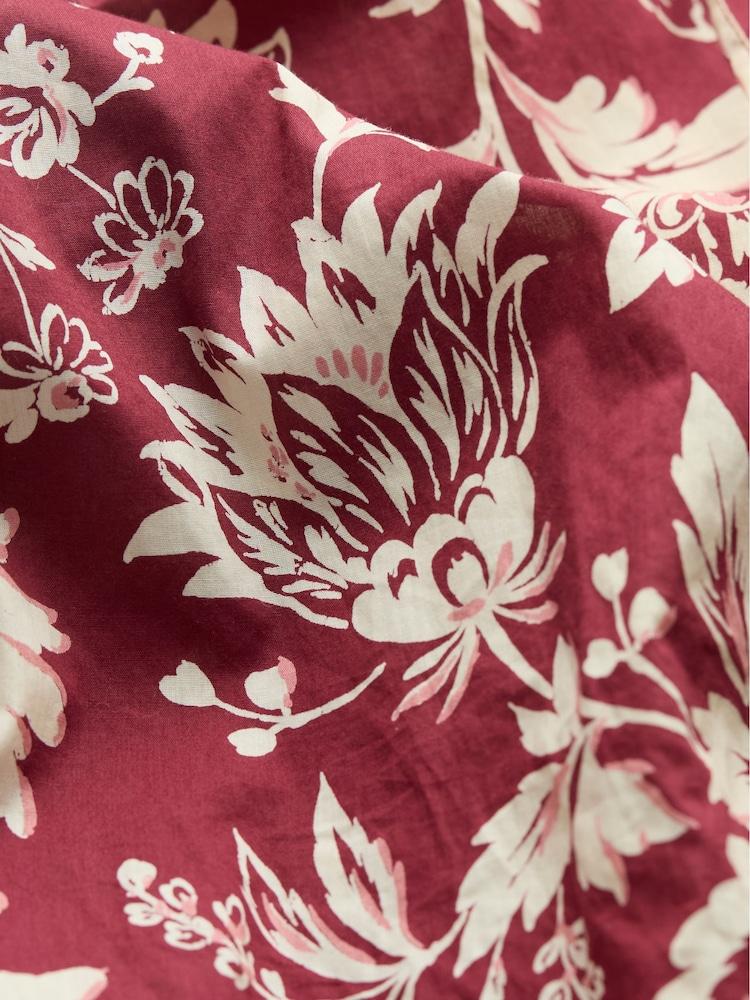 fat face Sandy Burgundy Red Brush Floral 100% Cotton Blouse