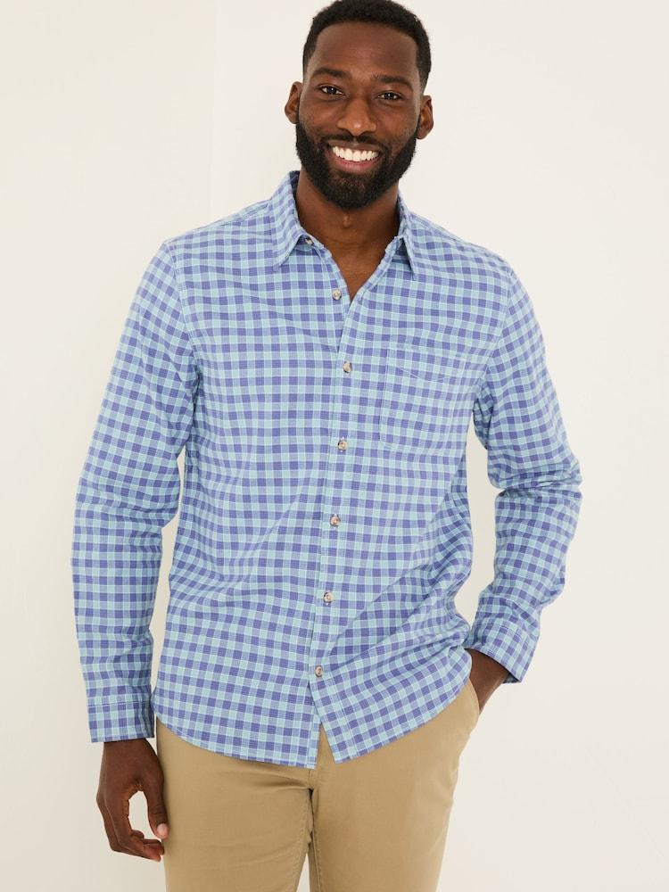 Fat Face Sandy Light Vintage Blue Long Sleeve Check Shirt