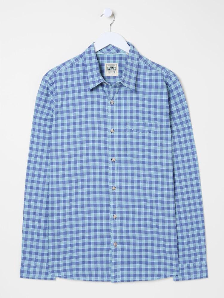 fat face Sandy Light Vintage Blue Long Sleeve Check Shirt